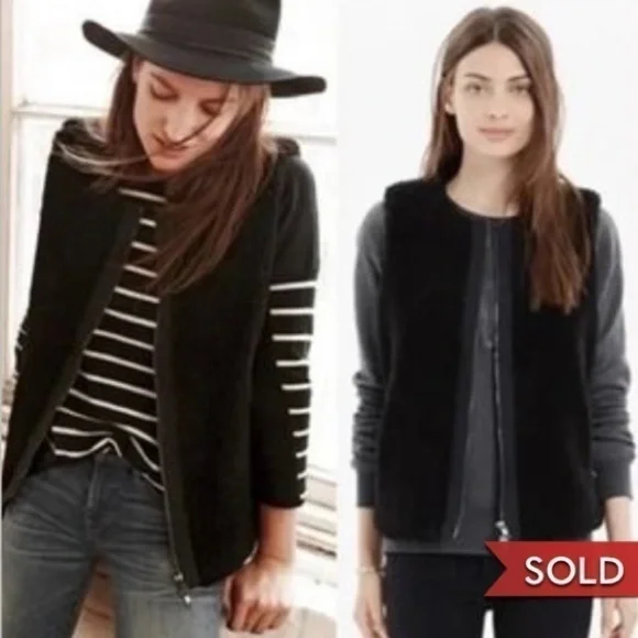 MADEWELL SHERPA FAUX FUR ZIPPERED VEST WITH POCKETS SIZE XS - Picture 2 of 9